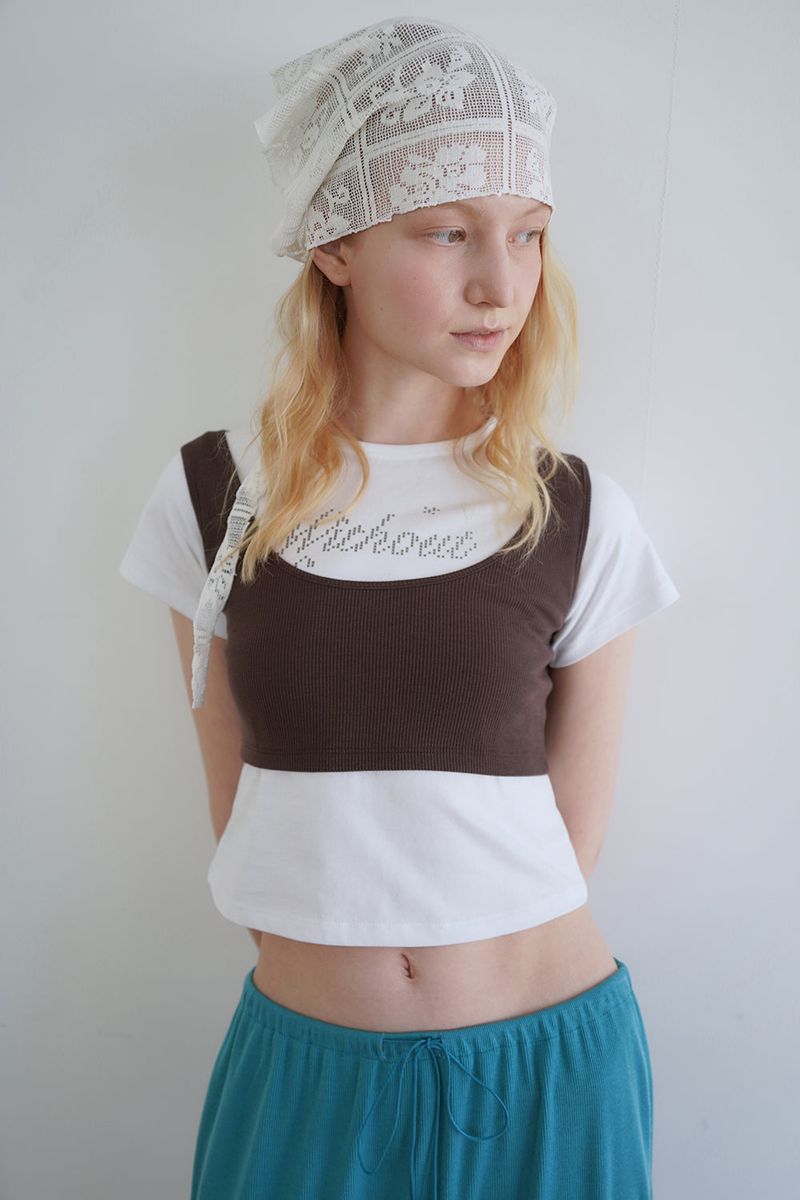 Layered bustier top_brown