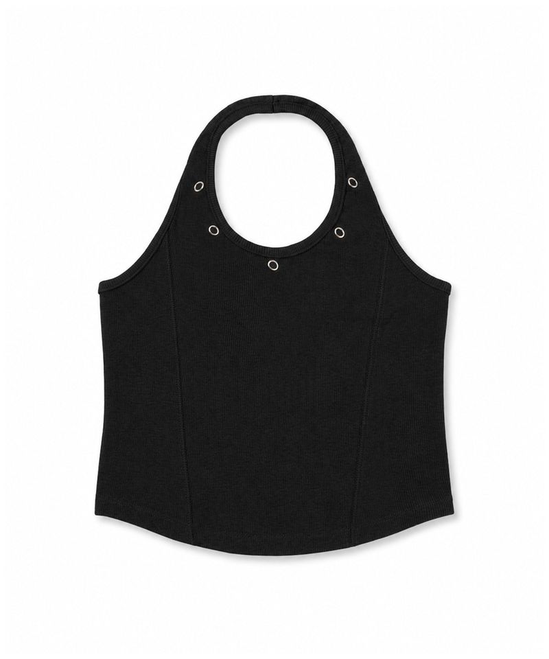 Eyelet halterneck sleeveless - BLACK