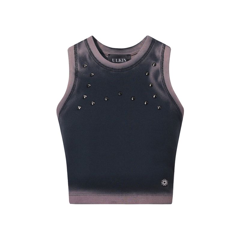 ULKIN（オルキン）の「[24SS LSD COLLECTION] Women's Bleach Washing Stud Tank Top_Charcoal（Tops）」