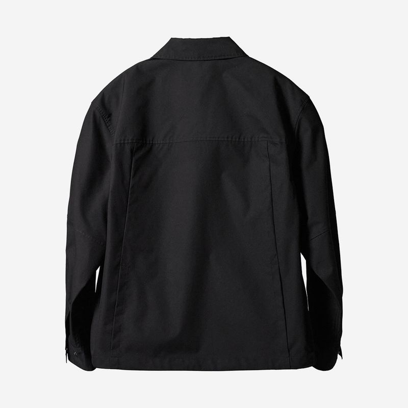 Poly Cotton Zip Shirts Jacket - BLACK