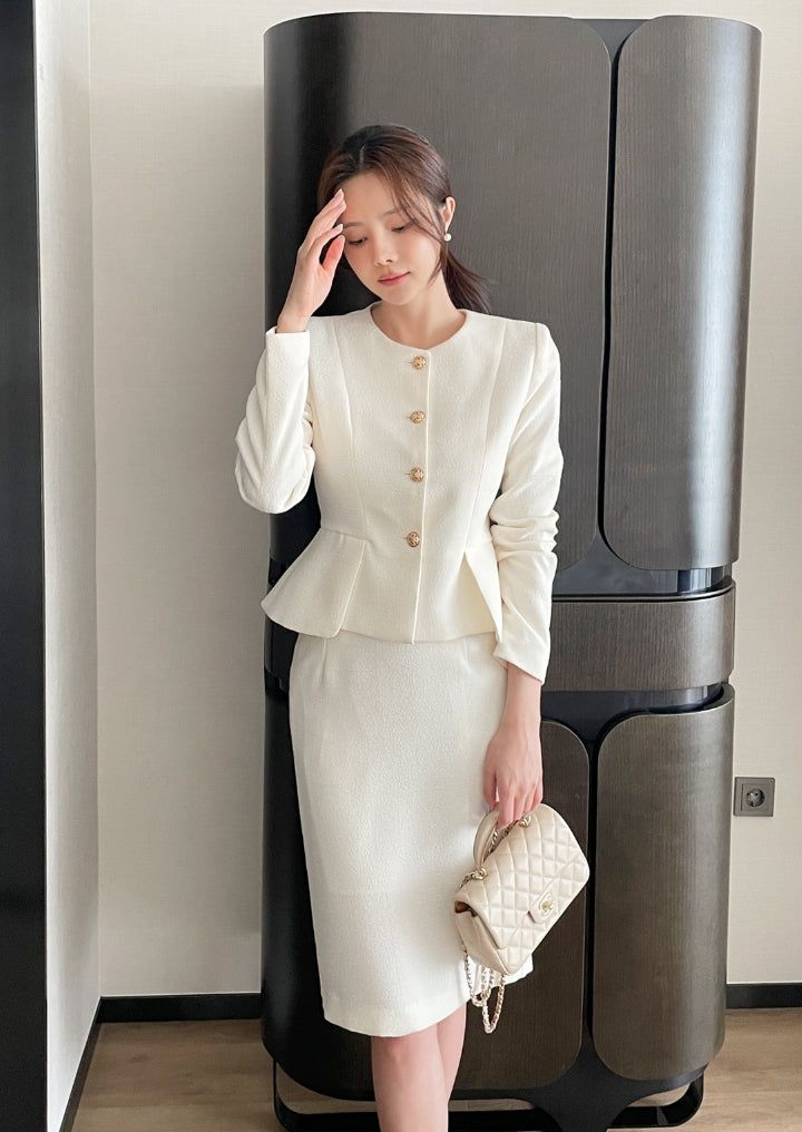 iam mari（アイアム マリ）の「Kime Tweed Peplum Jacket（Jackets/Outerwear）」