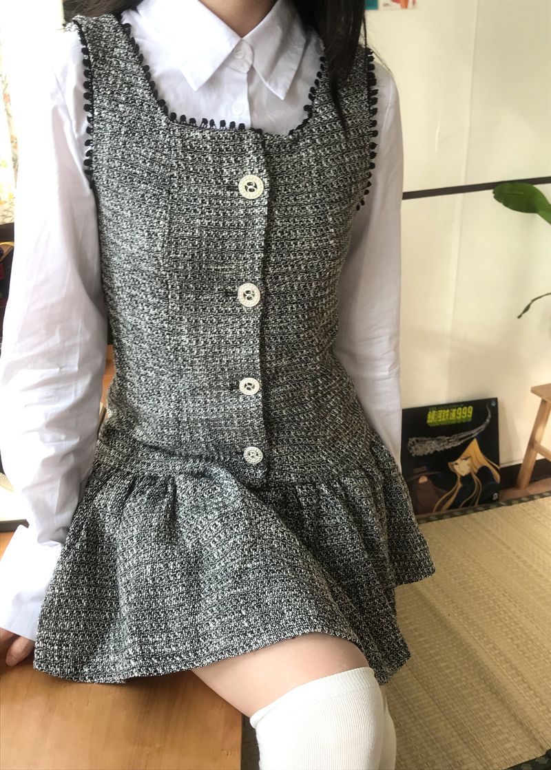Classic Tweed Mini Frill Dress