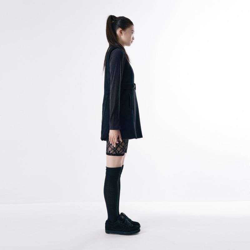 Wool button mini dress 001