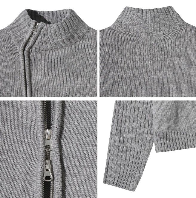 Ray-fun mix diagonal knit zip-up