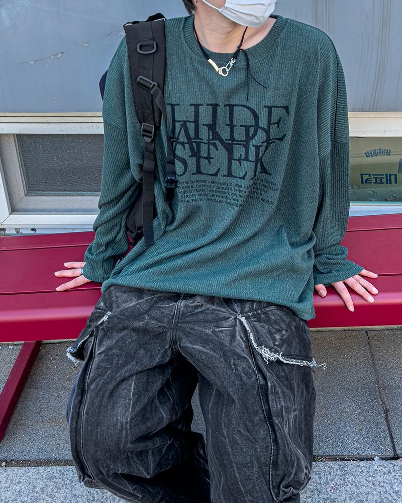 JIIGEUM(ジグム)の「Hide Chic Oversized Knit Long Sleeve T-Shirt(Tops)」