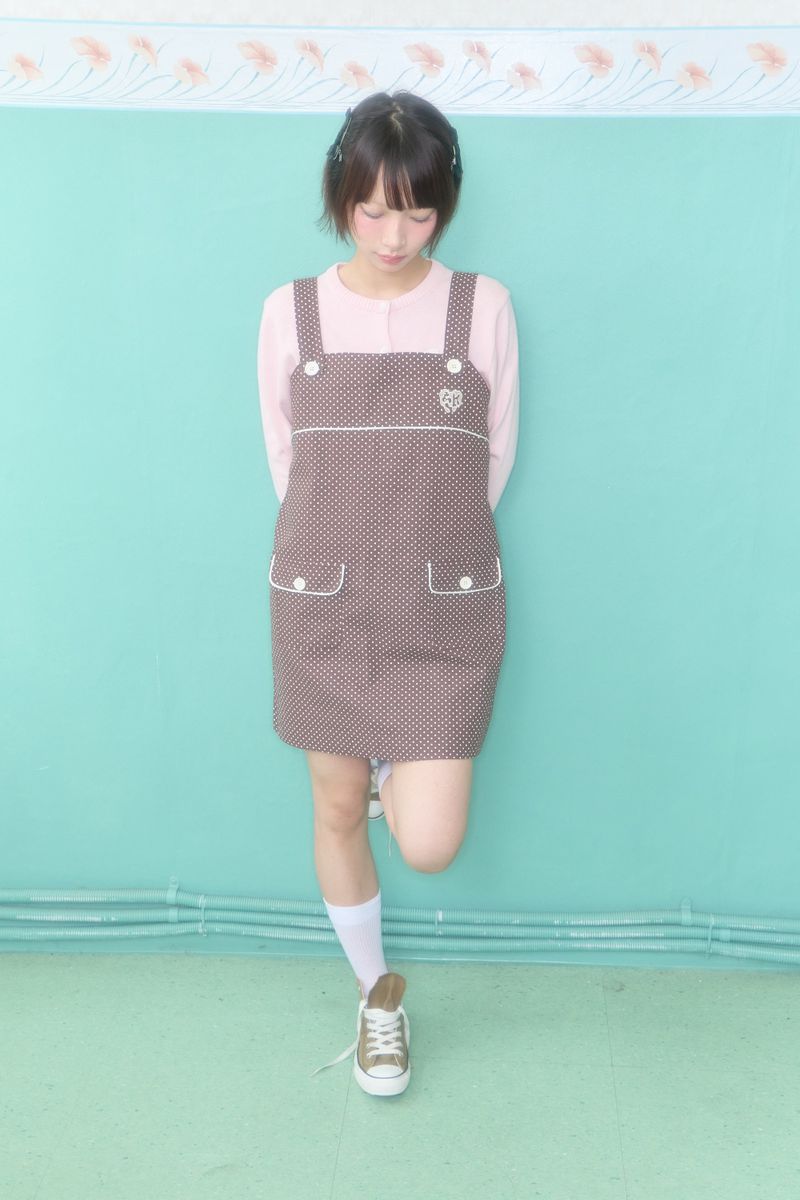 DOLLY BUTTON MINI DRESS (BROWN)