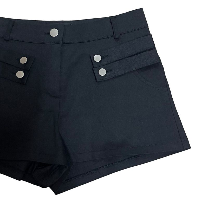 Modern Two Belt Button Bijou Short Pants