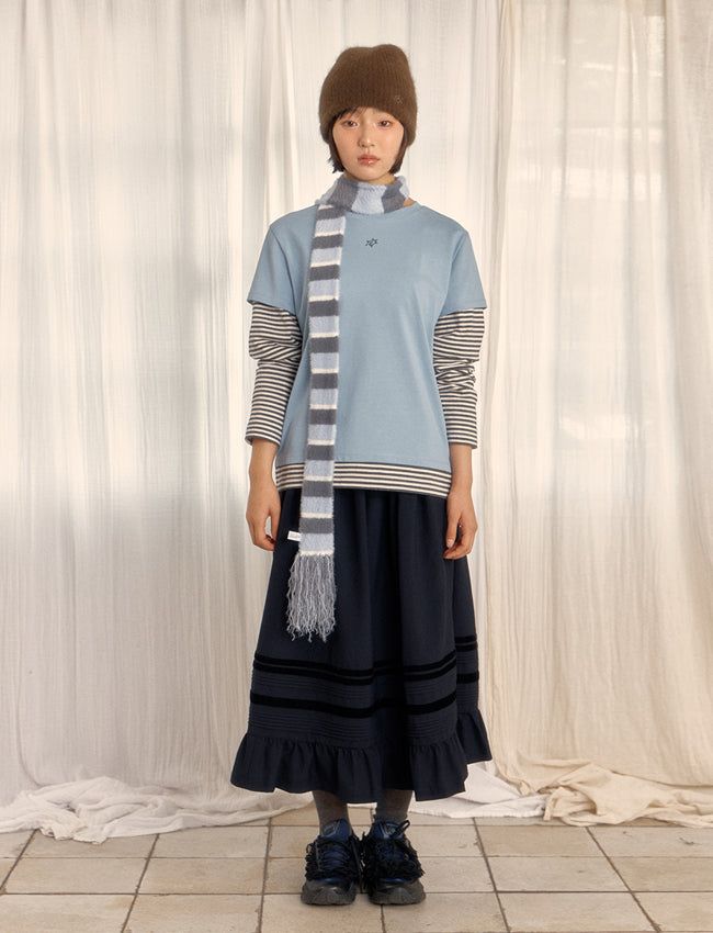 HAIRY TASSEL MUFFLER (BLUE)