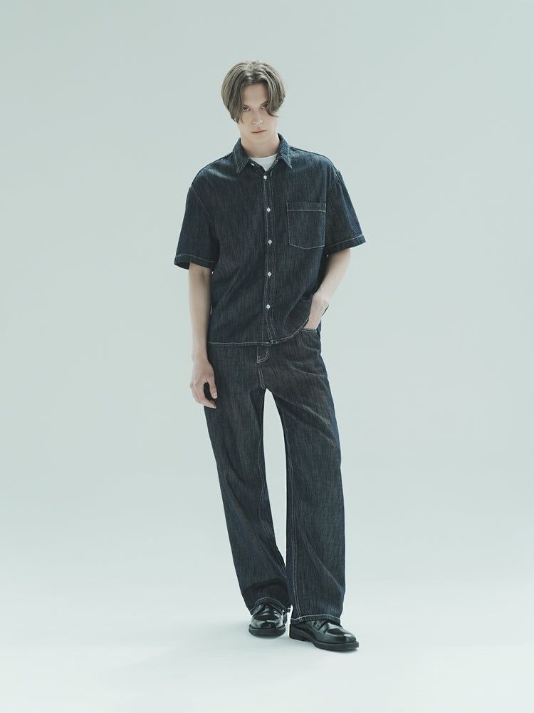 M204 LINEN WIDE DENIM PANTS_DEEP BLUE