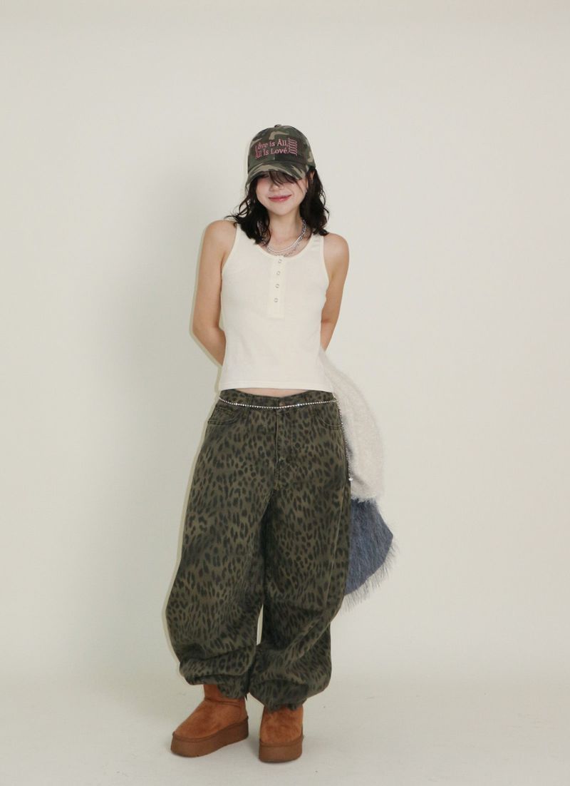 (Leopard Item) Kiya leopard printed balloon-fit wide pants