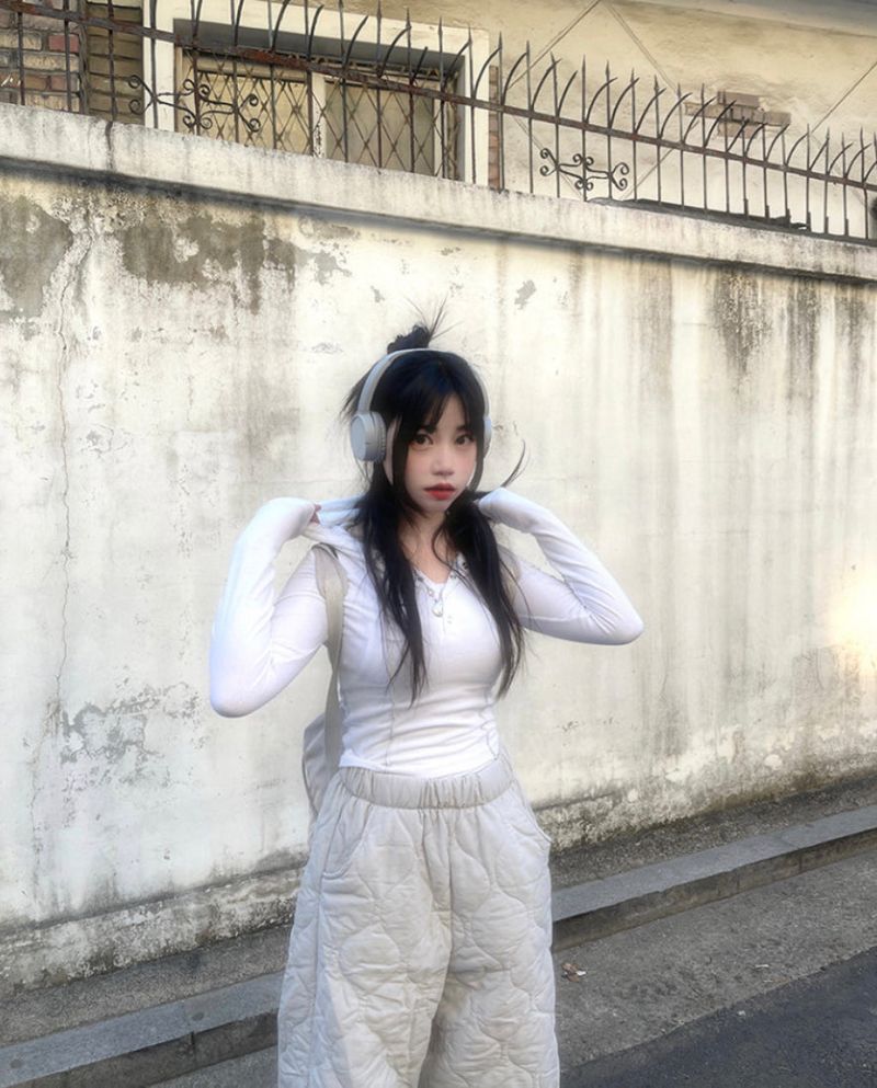 Button Slit Slim Hoodie