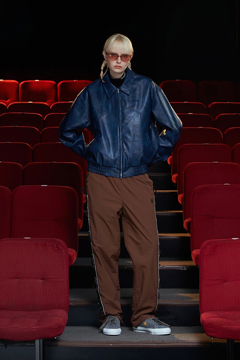 FAUX LEATHER WESTERN BLOUSON / BLUE