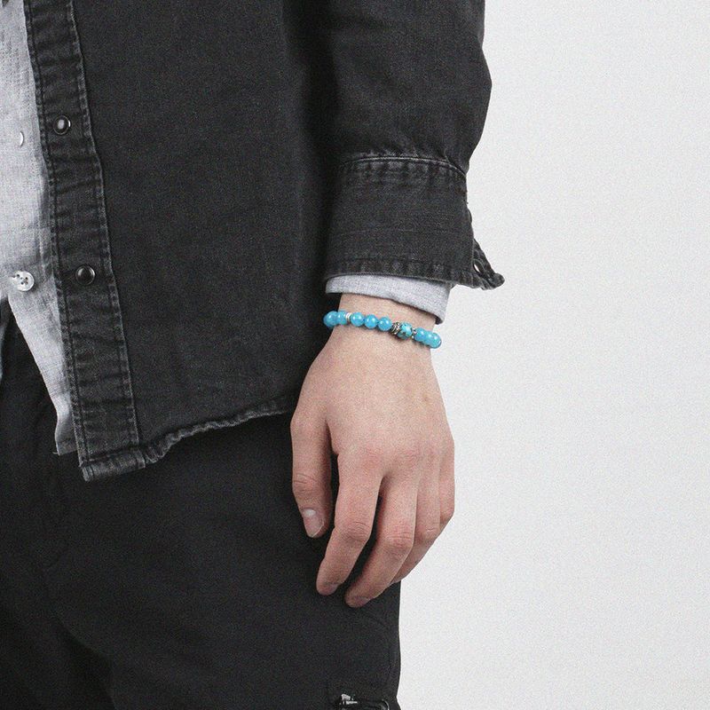 SVB-1021 Aqua Blue Stone Bead Bracelet