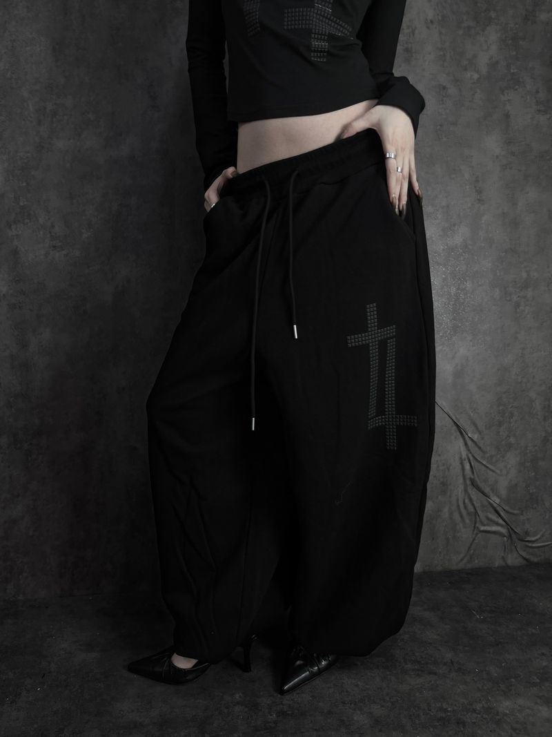 cross square stud pants (2color)