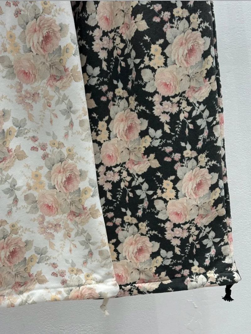 floral sweat crop pants
