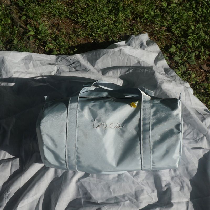 logo duffle bag_baby blue