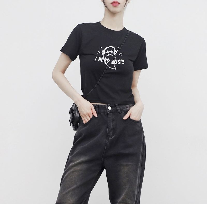 NONCODE（ノンコード）の「Leanne Cropped Printed T-Shirt（Tops）」