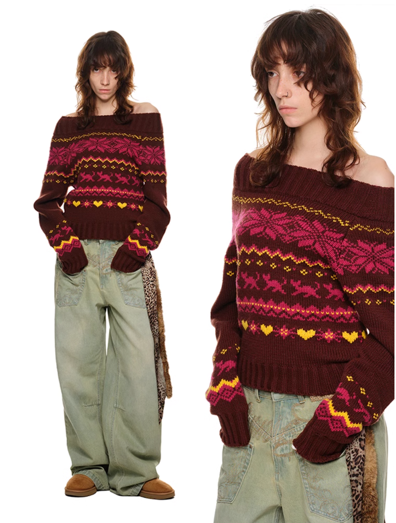 SHELONGZ（シェロンジ）の「IN STOCK  | レッド タナ オフショルダー ニットトップ – 3COLORS（トップス）」