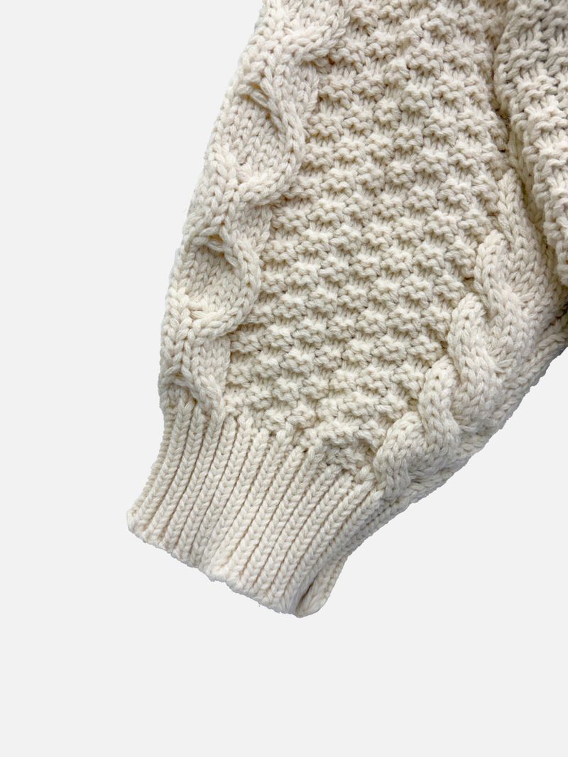 Cream Twist Collar Loose Knit (1c)