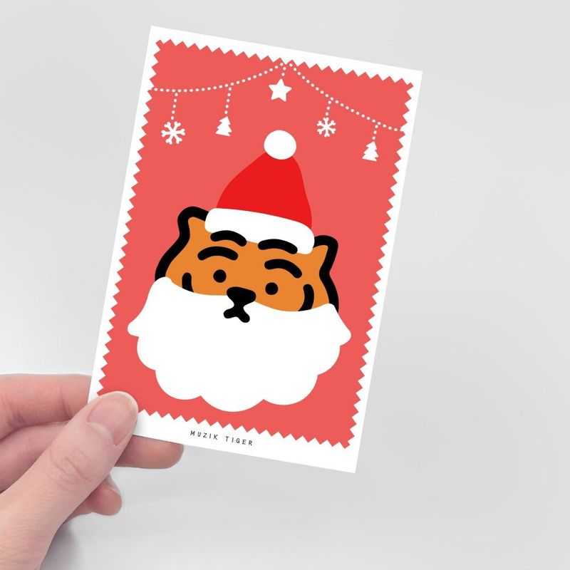 SANTA CLAUS TIGER POST CARD