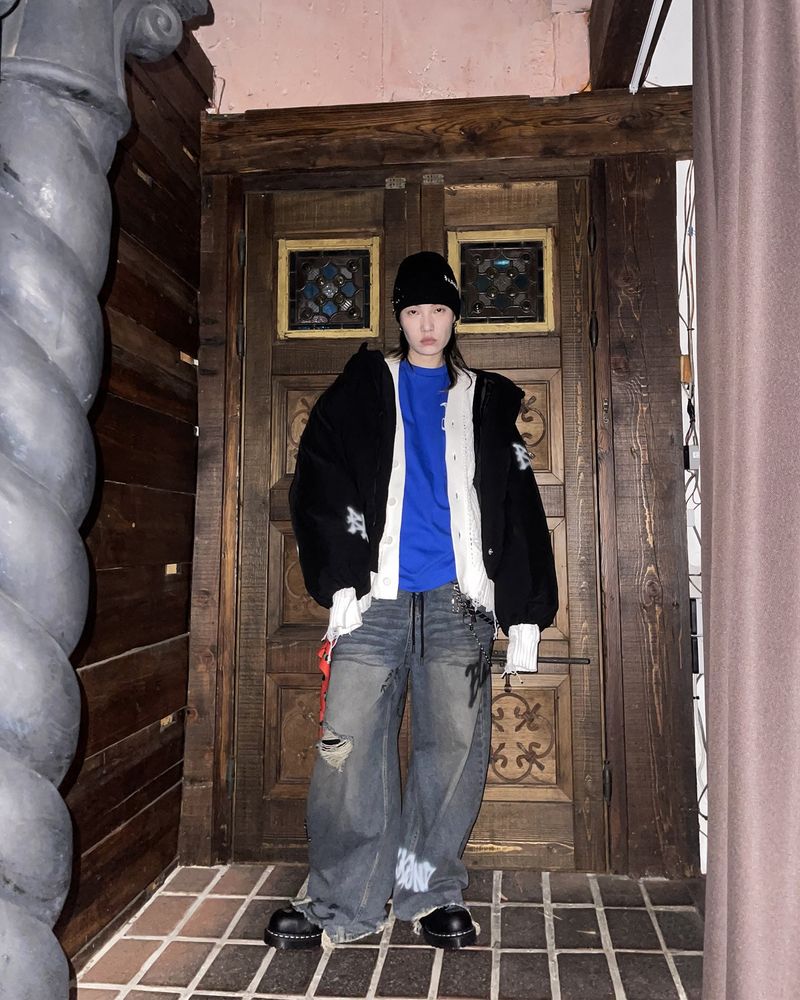 BBD Graffiti Logo Hidden Cuff Puffer Jacket (Black)