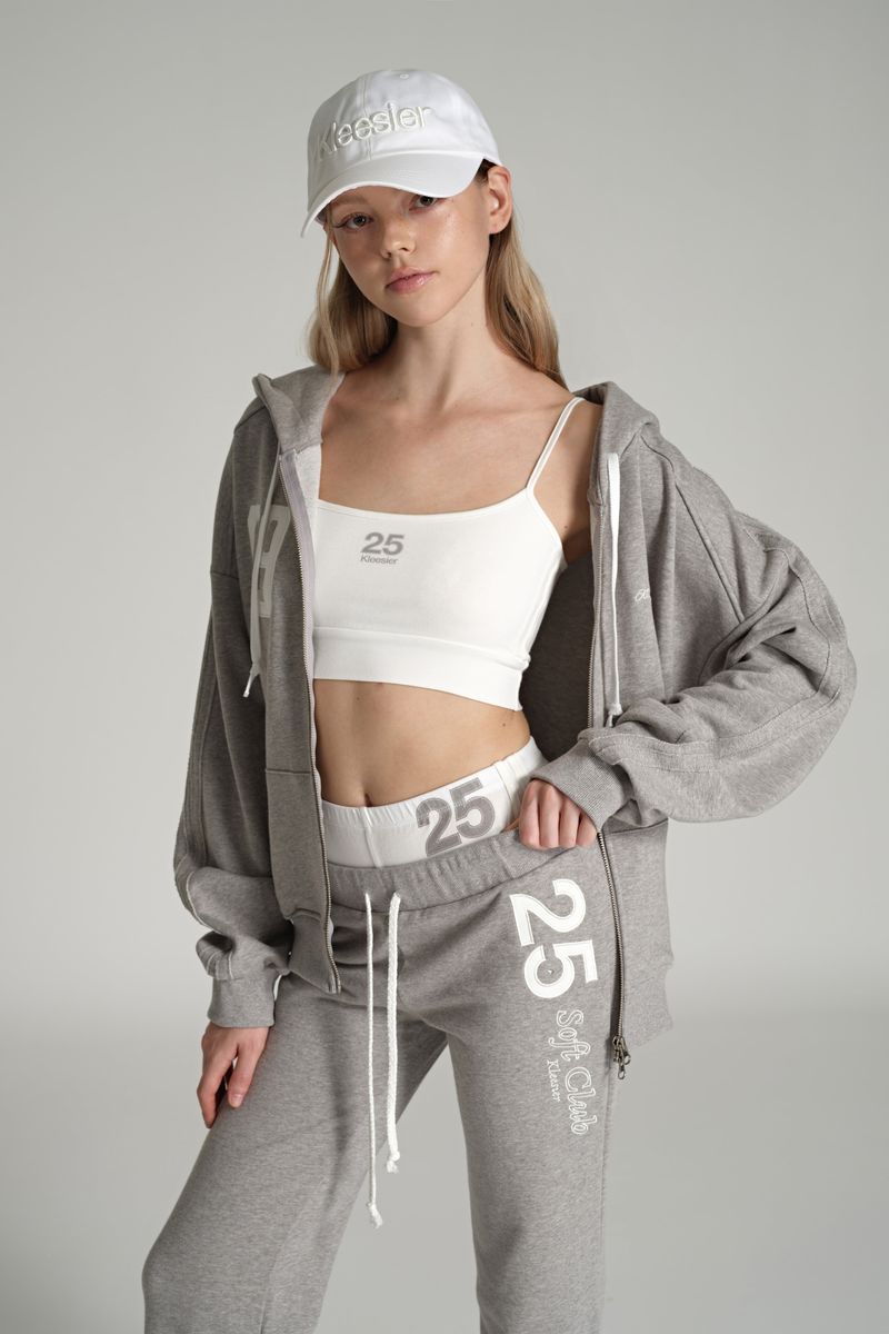 09 Numbering hooded zip-up, Gray