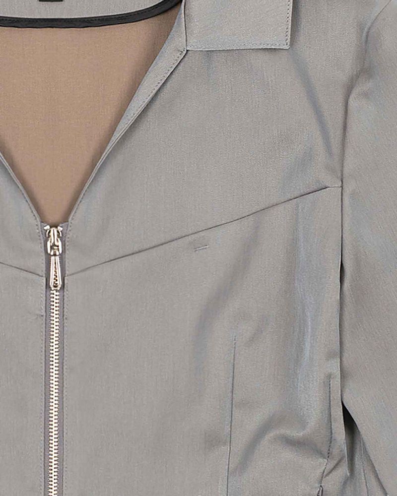 V-Neck Sleek Zip-Up _ GREY