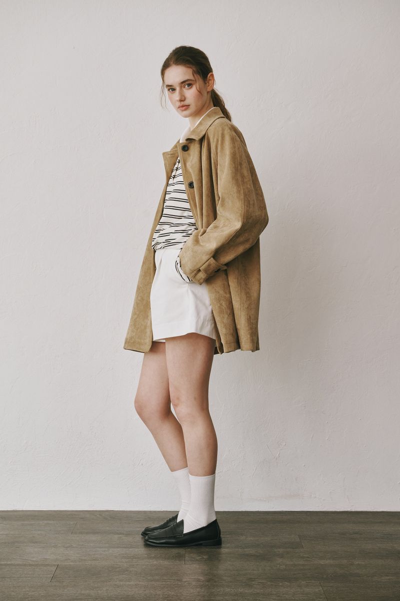 Suede half coat (Beige)
