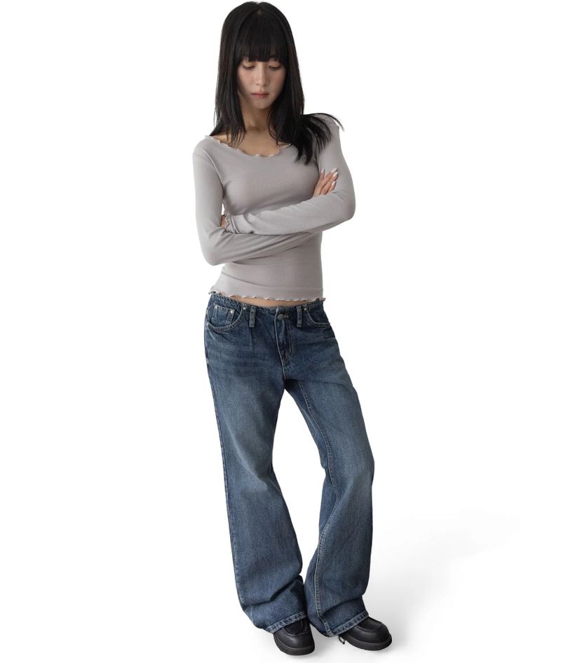 Aki Non-Stretch Low-Rise Flare Denim