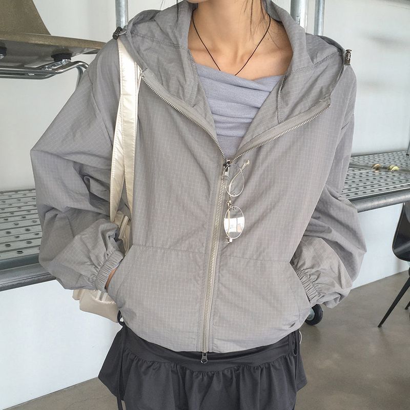 WONDER WONDER(ワンダーワンダー)の「Ponelle Checked Windbreaker Nylon 2-way Hooded Zip-Up(Jackets/Outerwear)」