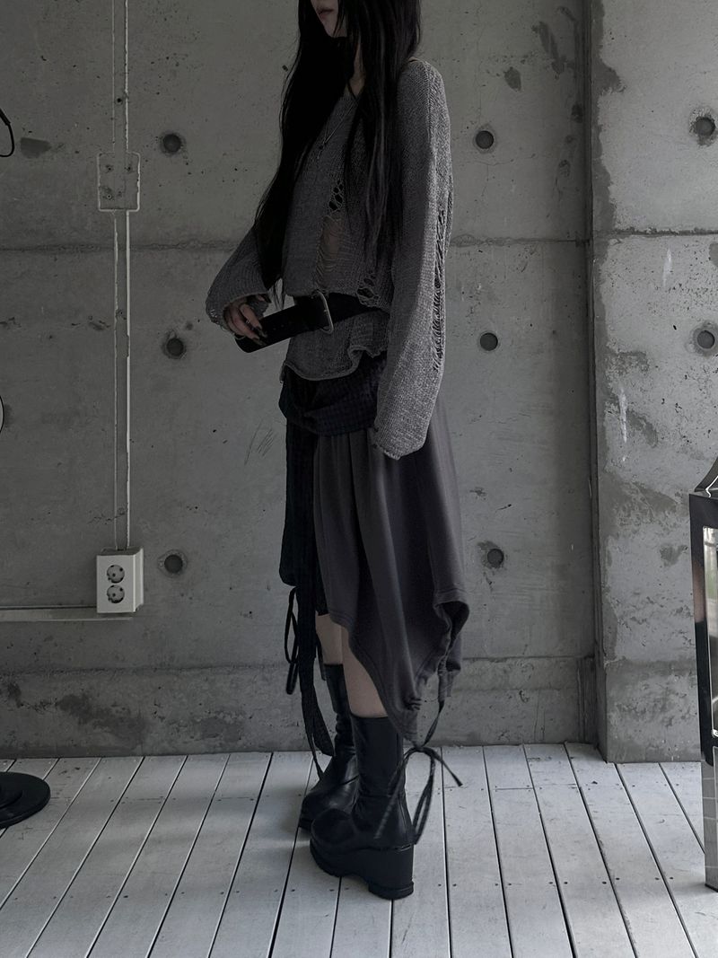 layered check wrap skirt (2color)