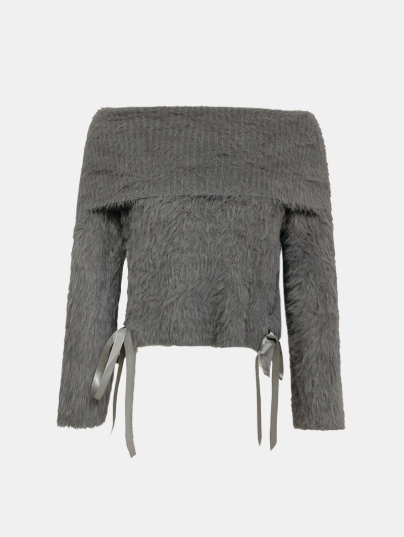 Elle Ribbon Fur Shoulder Knit
