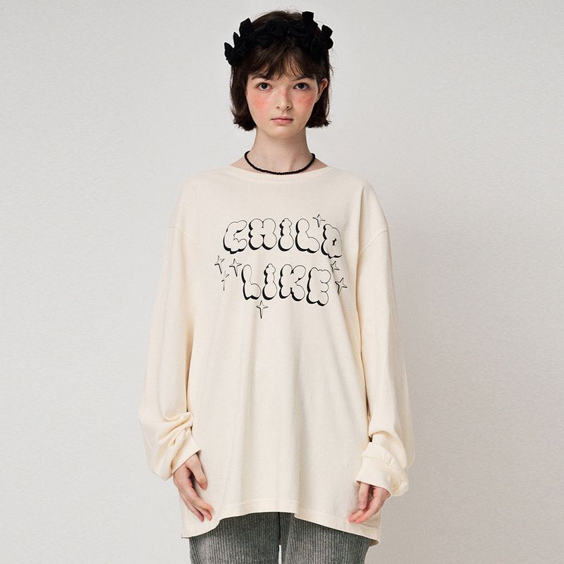 CHILDLIKE PRINTED LONG SLEEVE, IVORY
