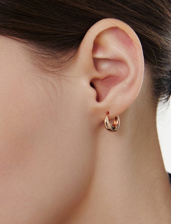 26SS★ Champagne First Moon Silver One-Touch Earrings S
