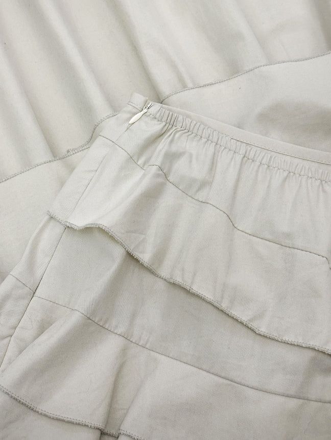 Anple Unbalanced Frill Tiered Skirt