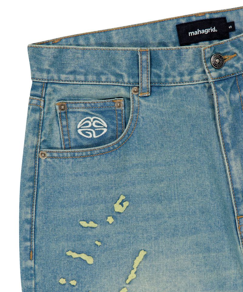 EMB SPLATTER DENIM PANT