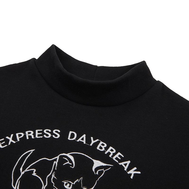 スリムキティウオーマークロップＴシャツ / Slim Kitty Warmer Crop Top [BLACK]