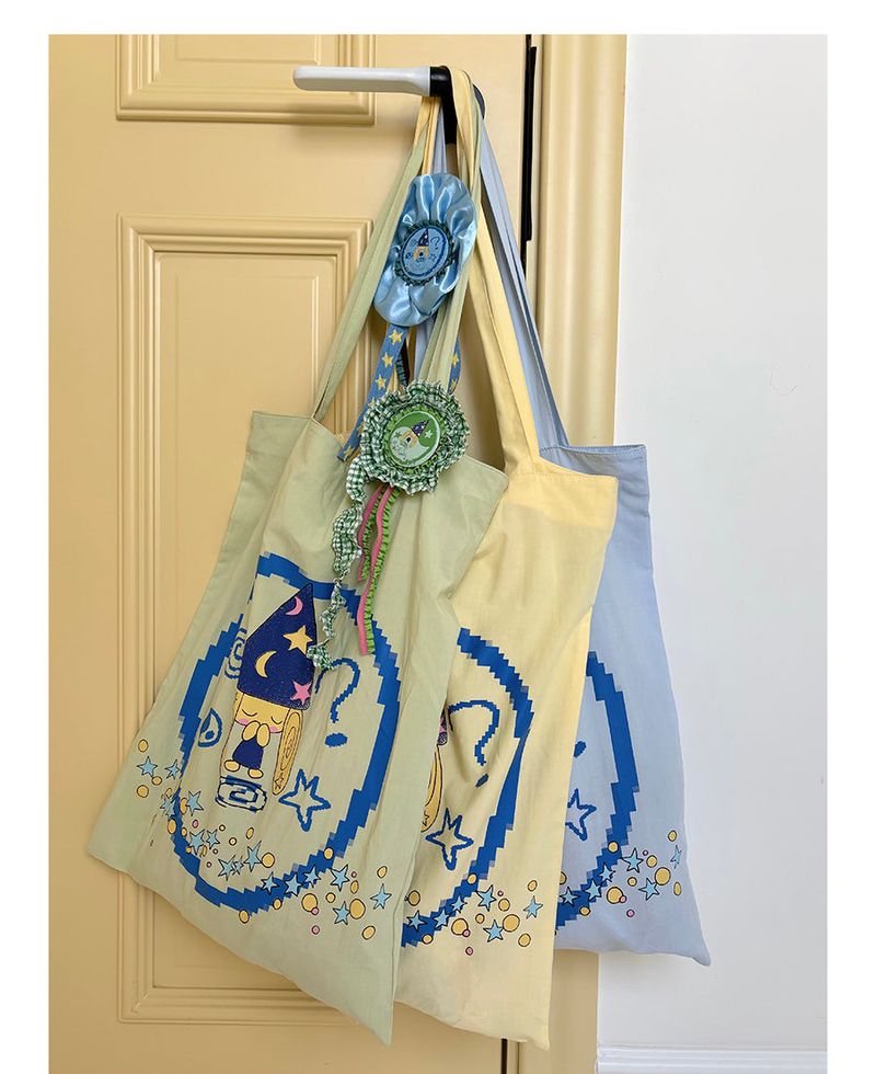 UnsocialNight Autumn New All-match Original Printed Cartoon TaichiDog Canvas Bag for Women