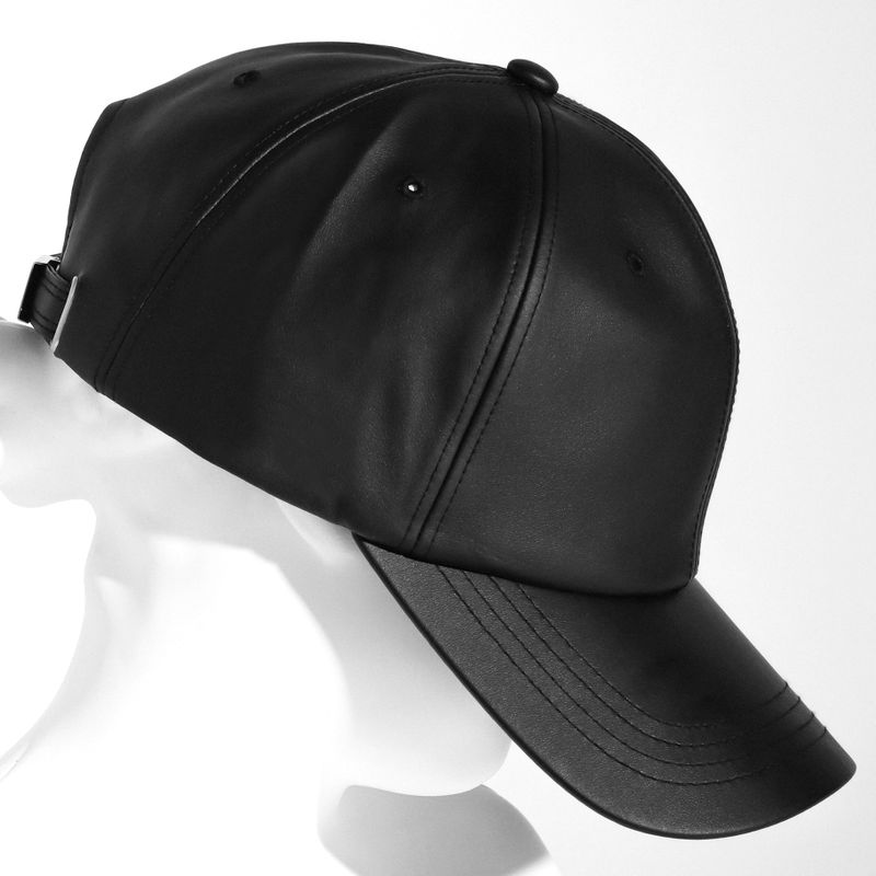 OVERSIZED LEATHER BALL CAP BLACK
