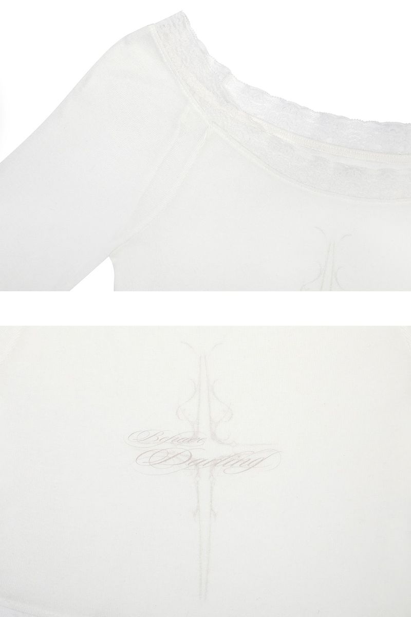 LACE BOATNECK TOP white