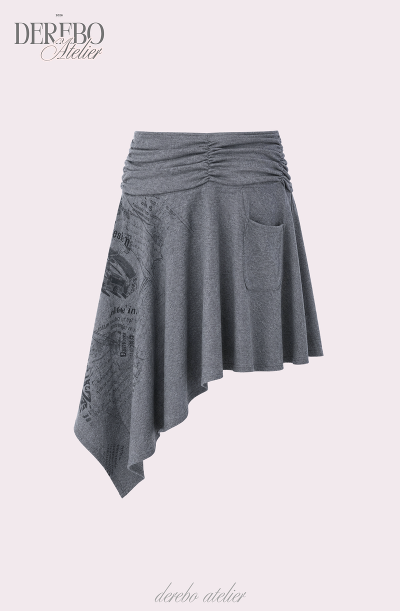Gray Paper Unbalanced Midi Skirt