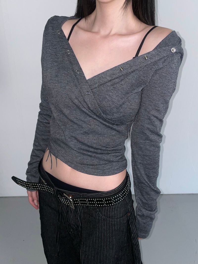 snap cross hoodie top(3 color)