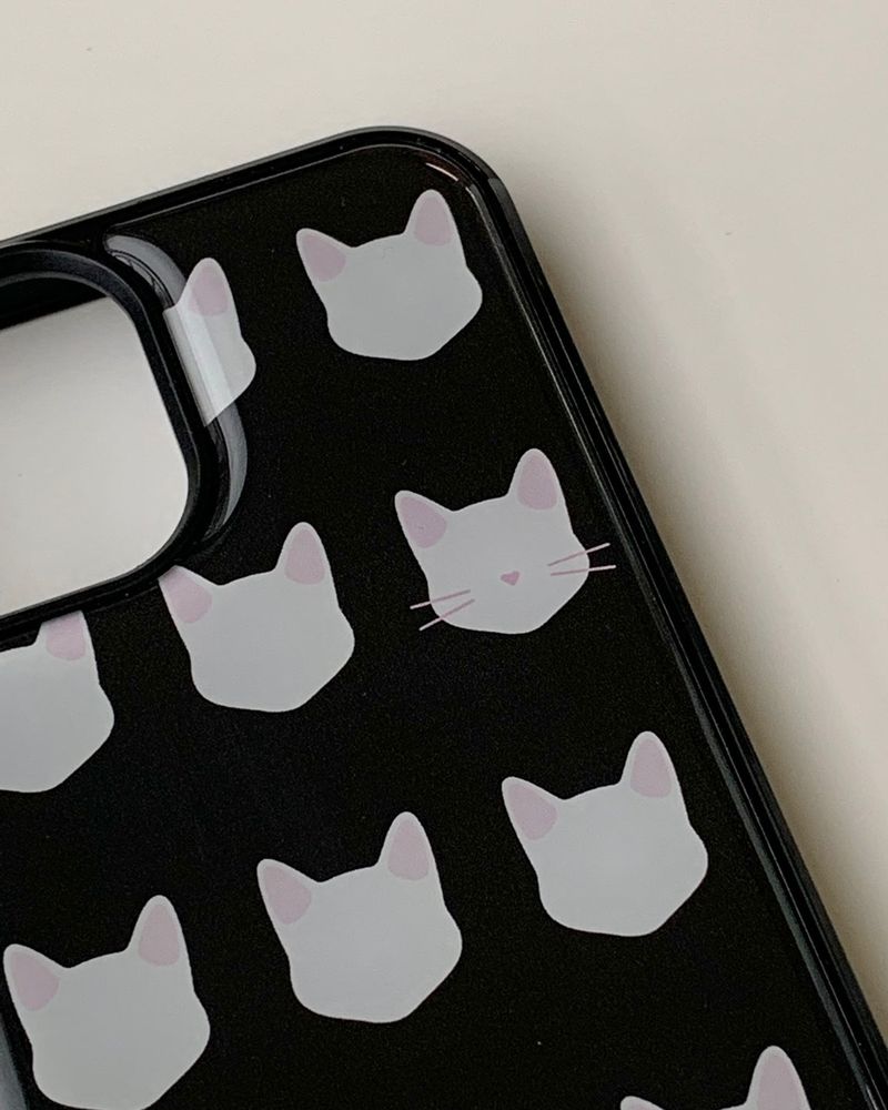 [MADE] yeowhi cat pattern epoxy bumper case_white&pink