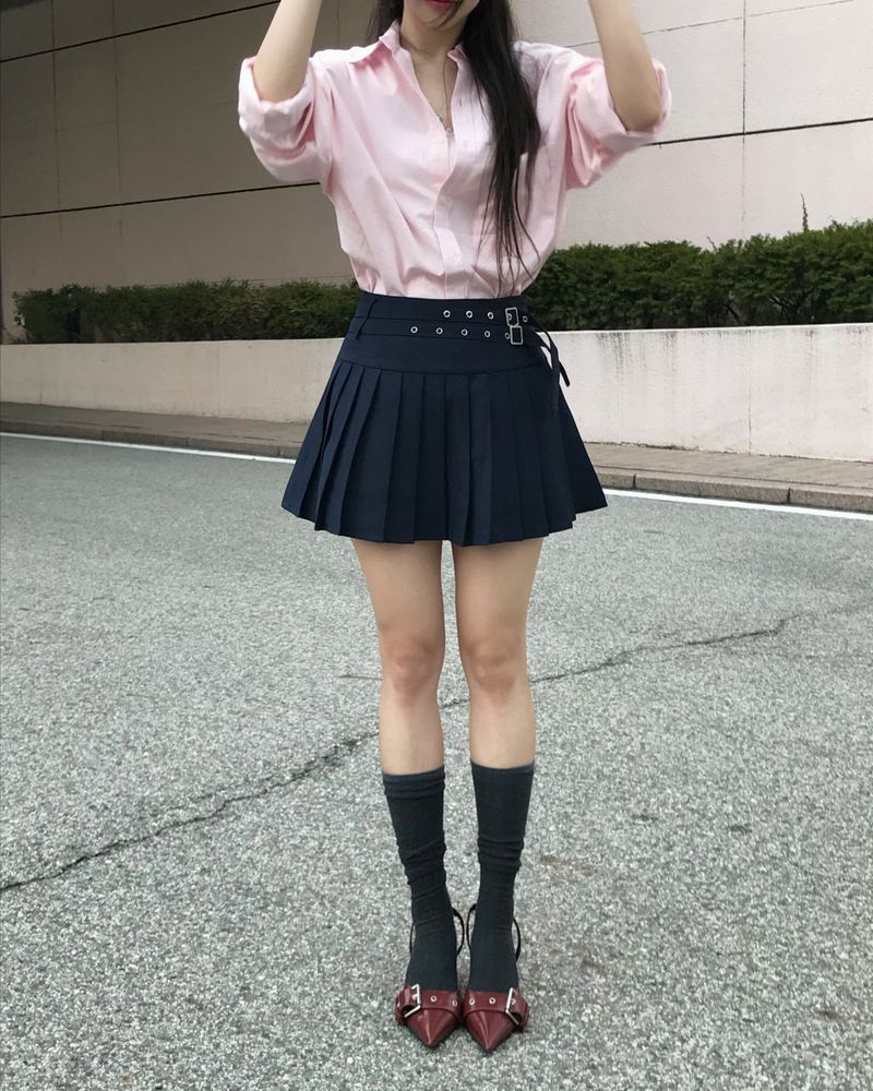 hatomi two-belt pleats SK