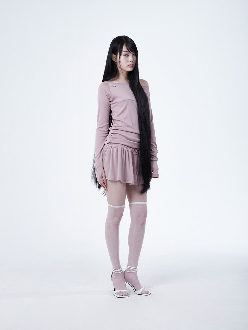 RAGLAN METAL LOGO DRESS [PINK]