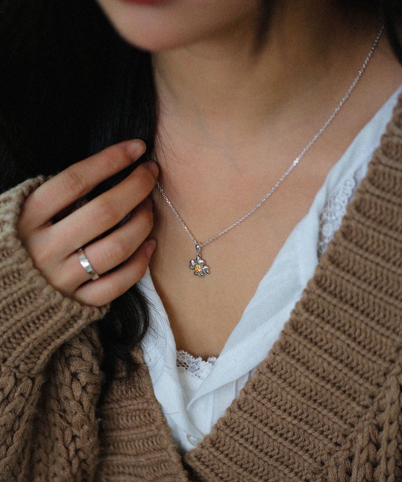 Double clover necklace G (925 silver)
