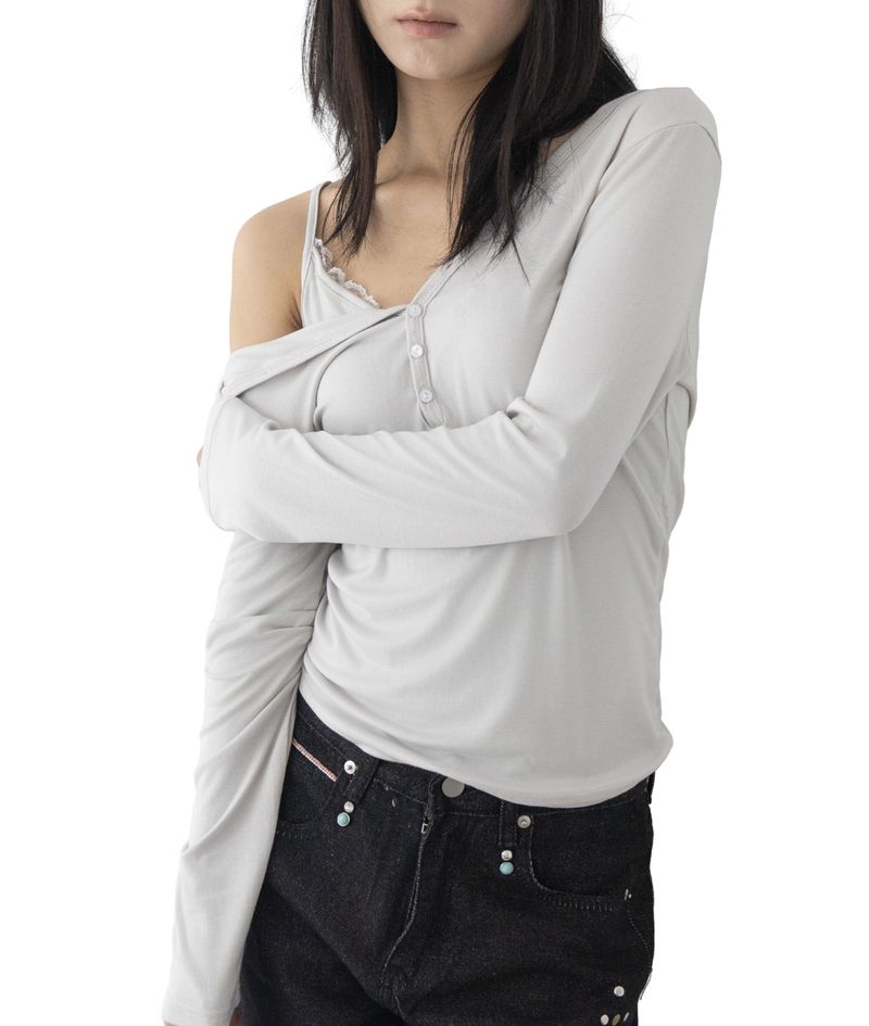 (Set) Mina V-Neck Layered T-Shirt