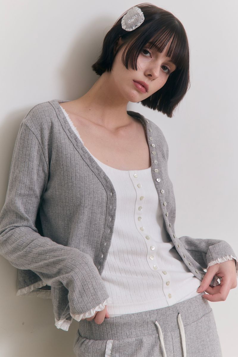 Roseanne(ロザンヌ)の「Sweet Dreams Button Cardigan (Gray)(Tops)」