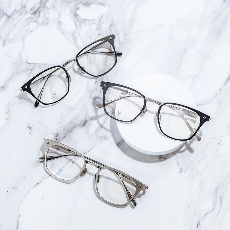 Knouun Square titanium glasses CODE. 104. A Black N Gray
