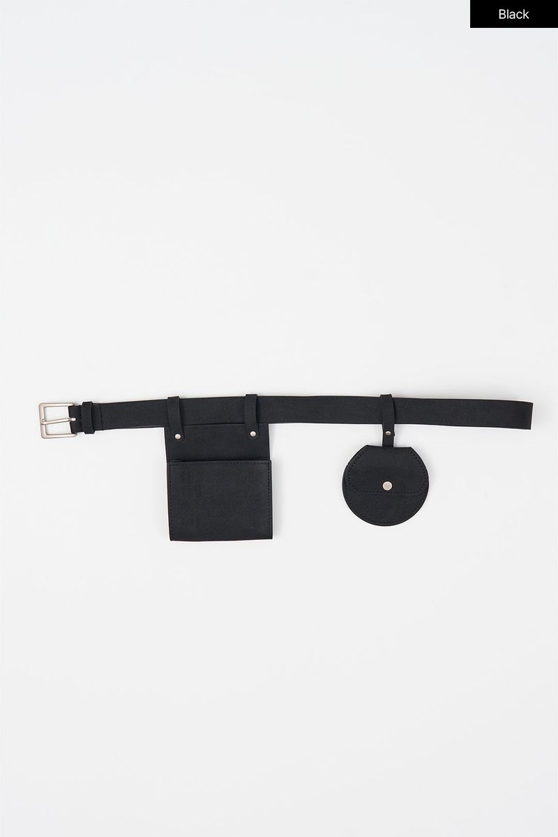 Pocket leather 2-way belt